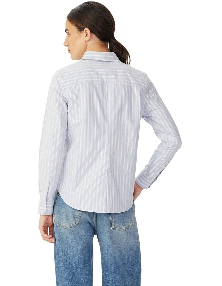 Olney Oxford Stripe Shirt in Blue image 2