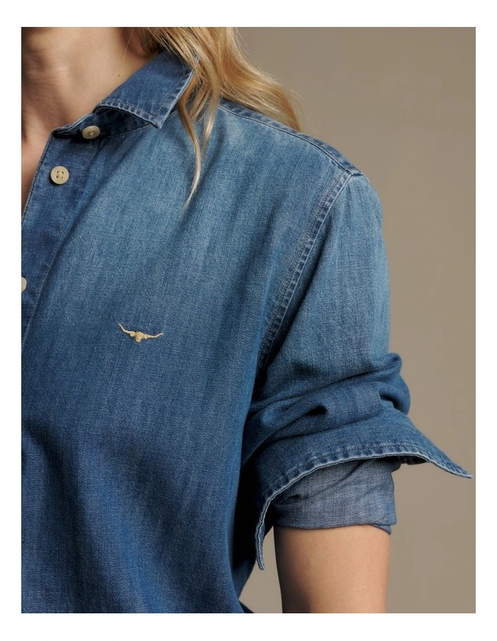 Olney Denim Shirt in Blue image 3