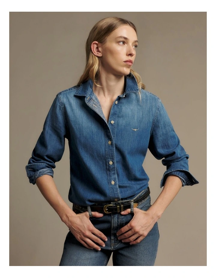 Olney Denim Shirt in Blue image 4