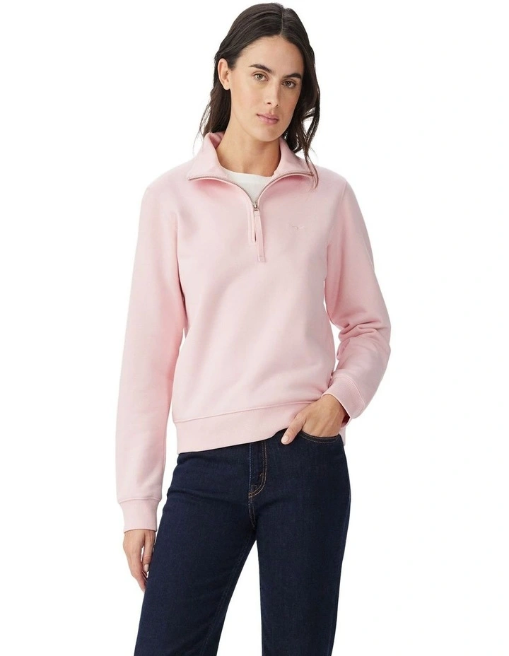 Trickett 1/4 Zip Sweatshirt in Pink image 1