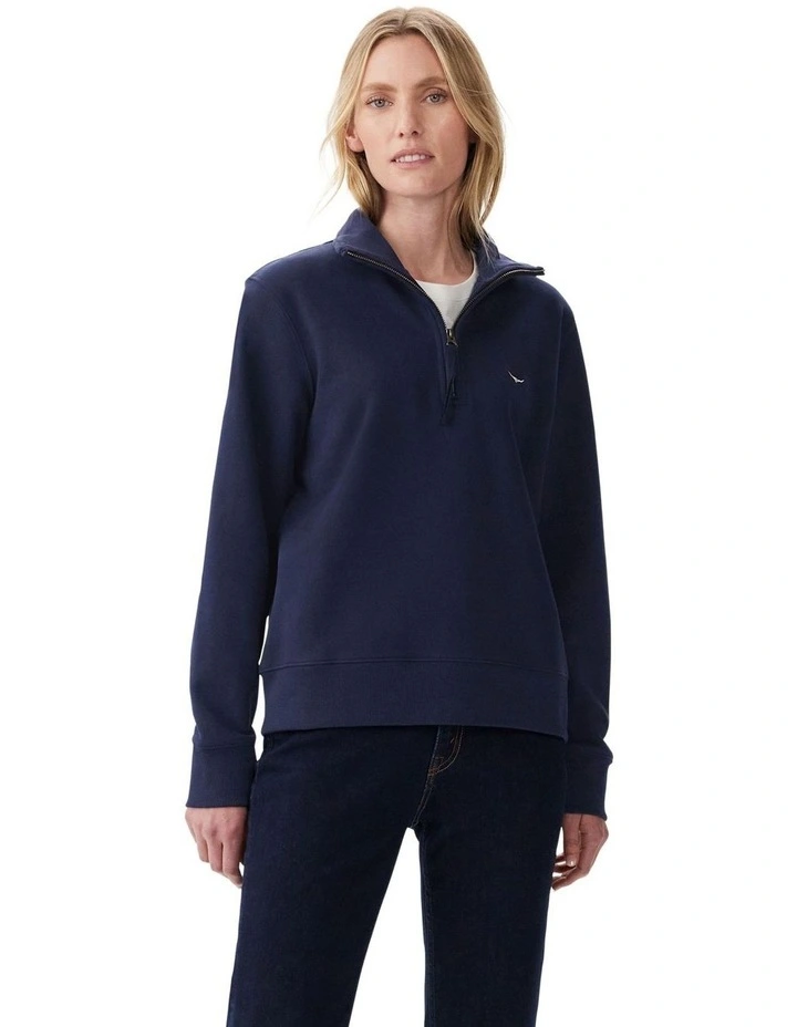 Trickett 1/4 Zip Sweatshirt in Navy image 1