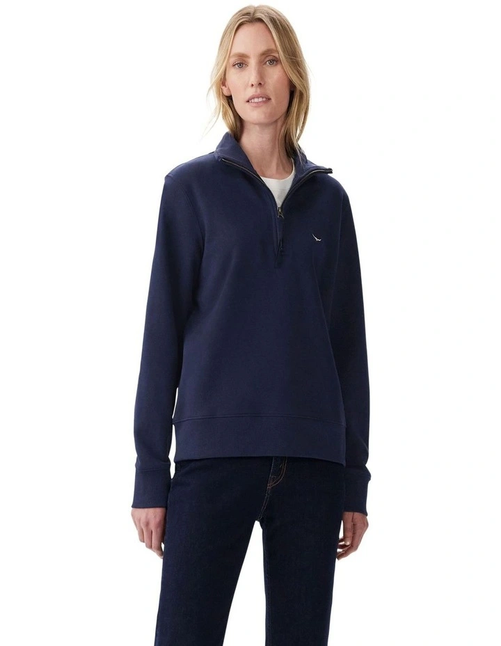 Trickett 1/4 Zip Sweatshirt in Navy image 1