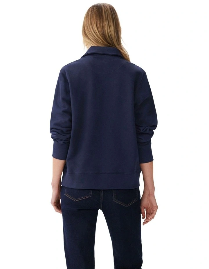 Trickett 1/4 Zip Sweatshirt in Navy image 2