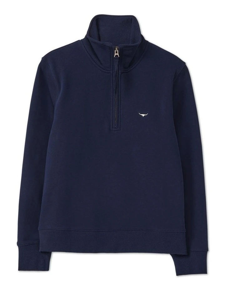 Trickett 1/4 Zip Sweatshirt in Navy image 4