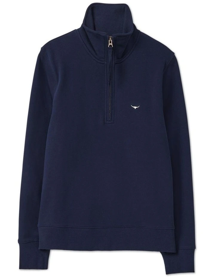Trickett 1/4 Zip Sweatshirt in Navy image 4