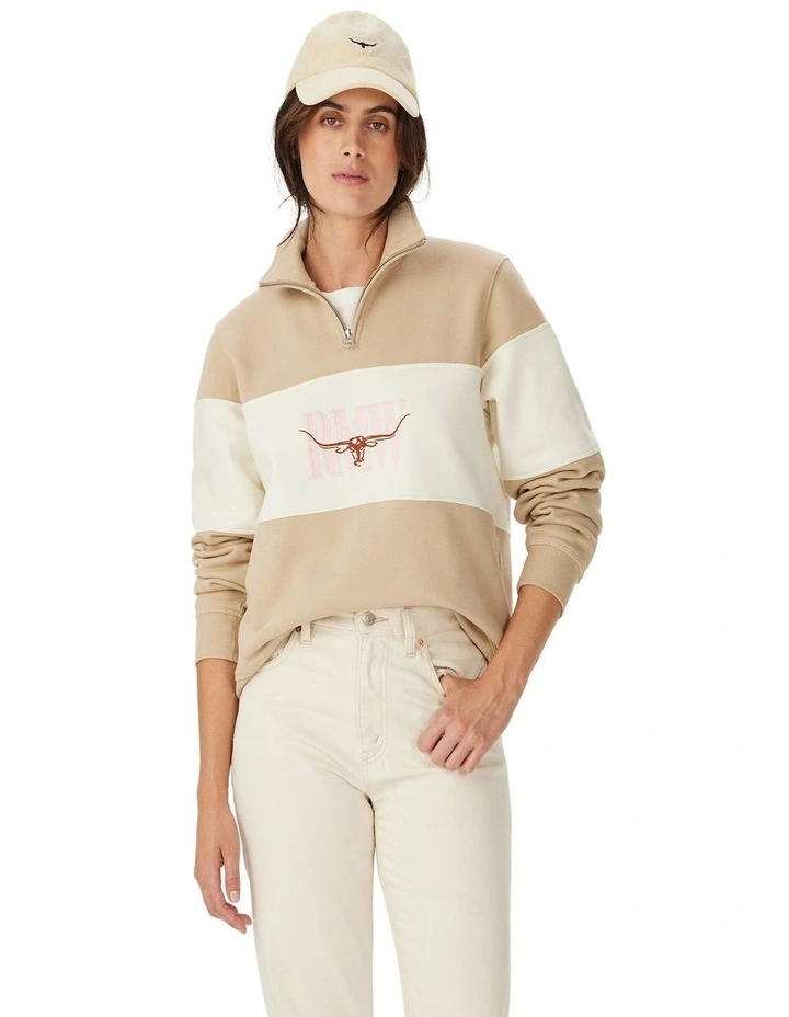 Trickett Panel Sweatshirt in Sand image 1