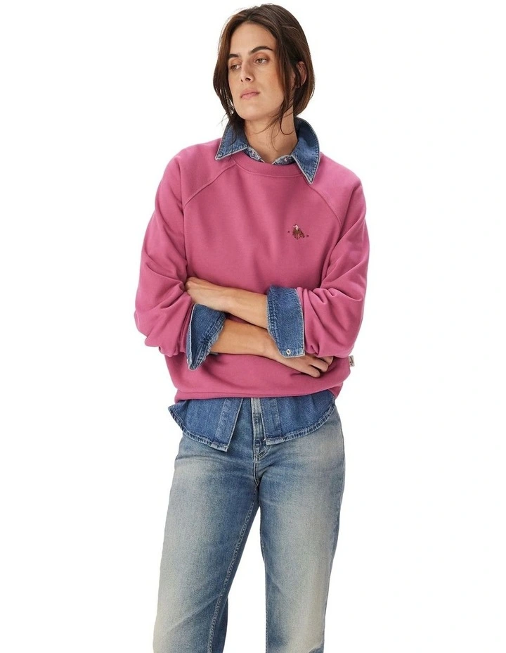 Buck Easy Crew Sweatshirt in Fuchsia image 1