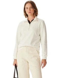 Trickett 1/4 Zip Sweatshirt in Off White