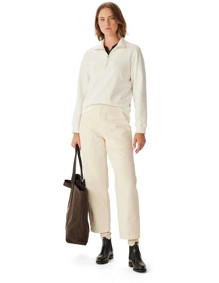 Trickett 1/4 Zip Sweatshirt in Off White image 3