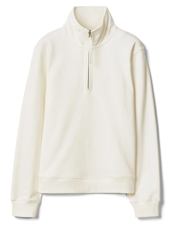 Trickett 1/4 Zip Sweatshirt in Off White image 4