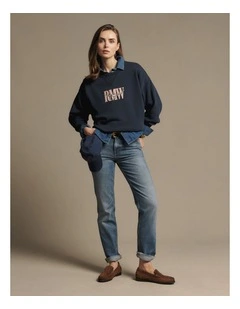 Horseshoe Crew Sweatshirt in Navy