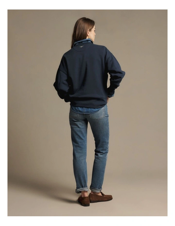 Horseshoe Crew Sweatshirt in Navy image 2