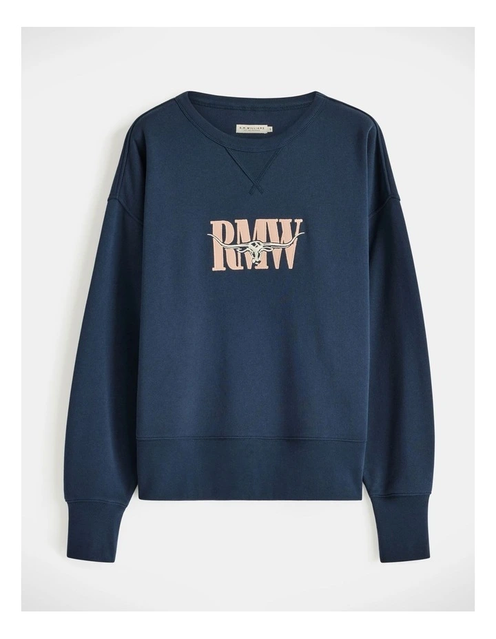 Horseshoe Crew Sweatshirt in Navy image 5