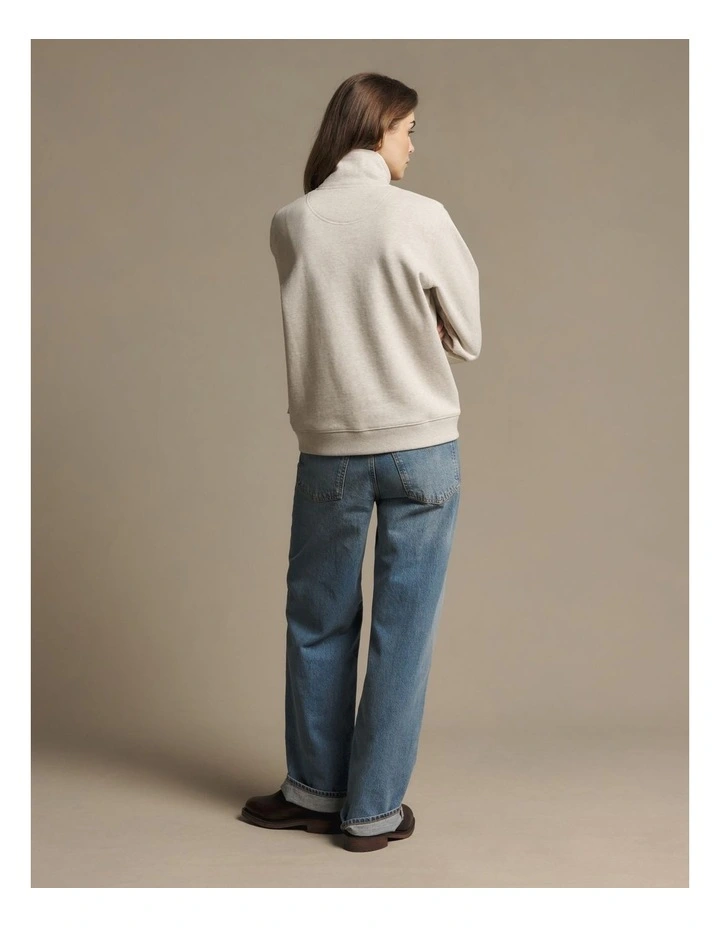 Trickett Qtr Zip Sweatshirt in Oatmeal image 2