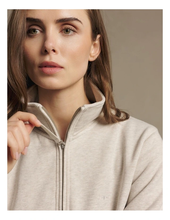 Trickett Qtr Zip Sweatshirt in Oatmeal image 4