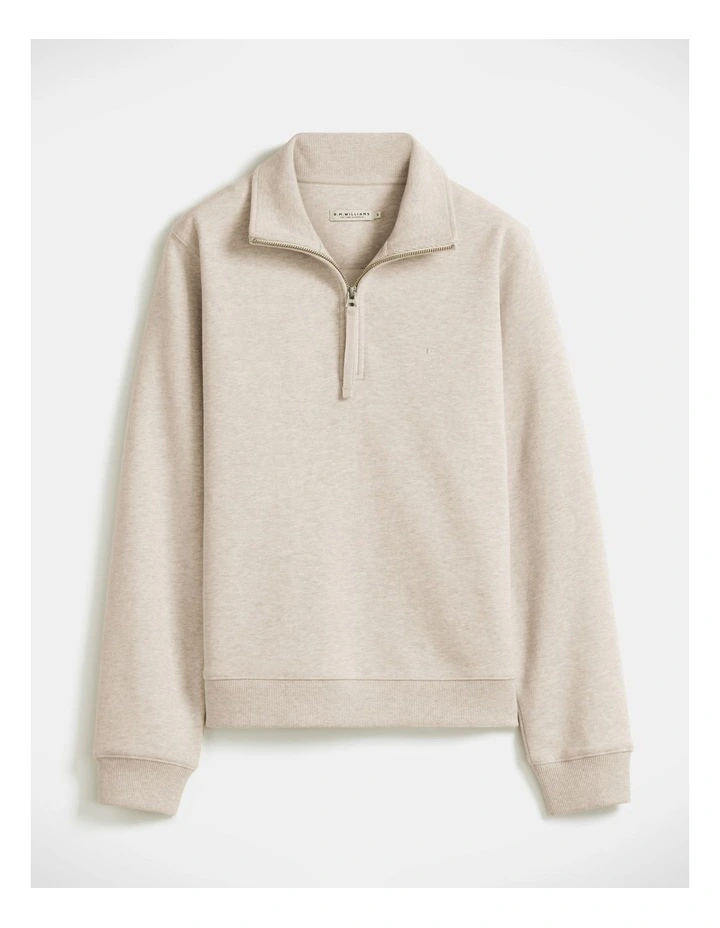 Trickett Qtr Zip Sweatshirt in Oatmeal image 5
