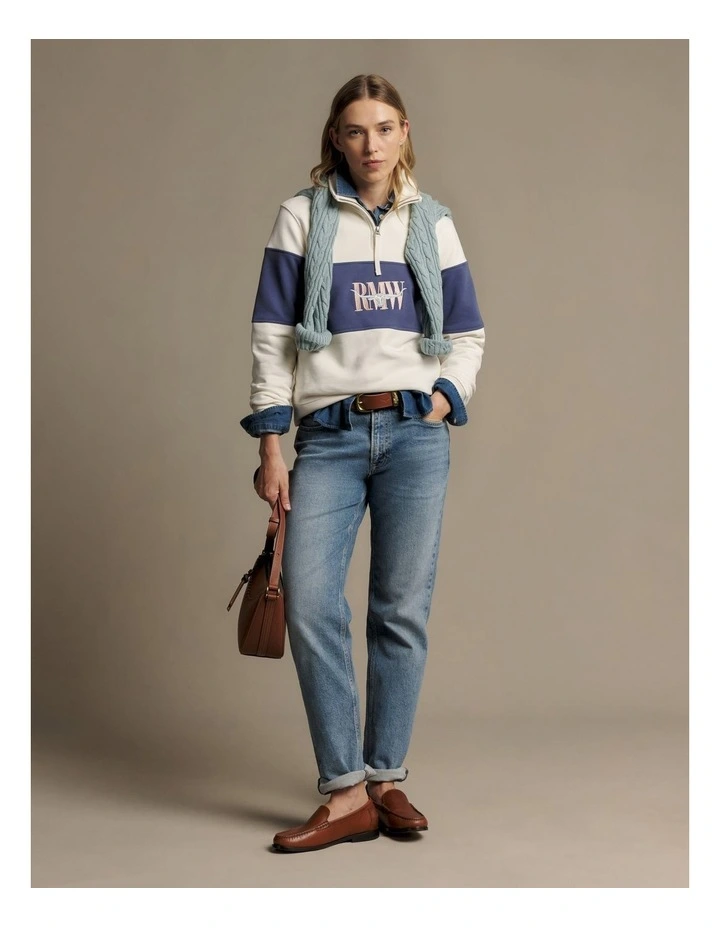 Trickett Panel Sweatshirt in Ivory image 1