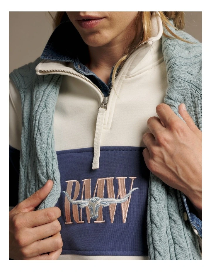 Trickett Panel Sweatshirt in Ivory image 3