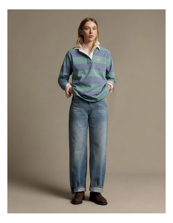 Narran Heritage Stripe Rugby Top in Blue image 1