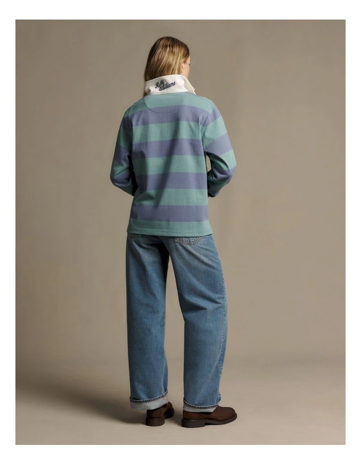 Narran Heritage Stripe Rugby Top in Blue image 2