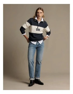 Trickett Panel Sweatshirt Navy/Ivory