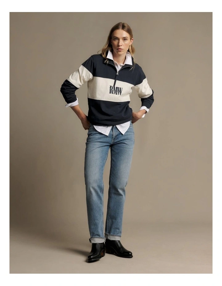 Trickett Panel Sweatshirt Navy/Ivory image 1