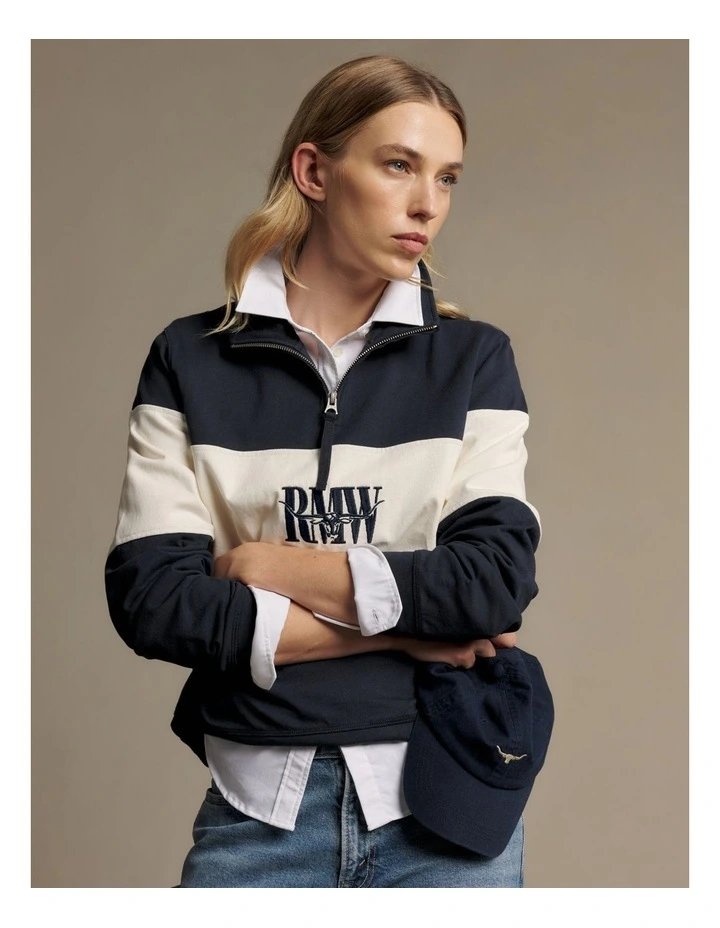 Trickett Panel Sweatshirt Navy/Ivory image 3