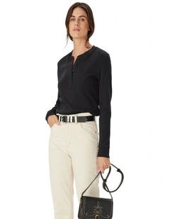 Jericho Rib Henley in Black