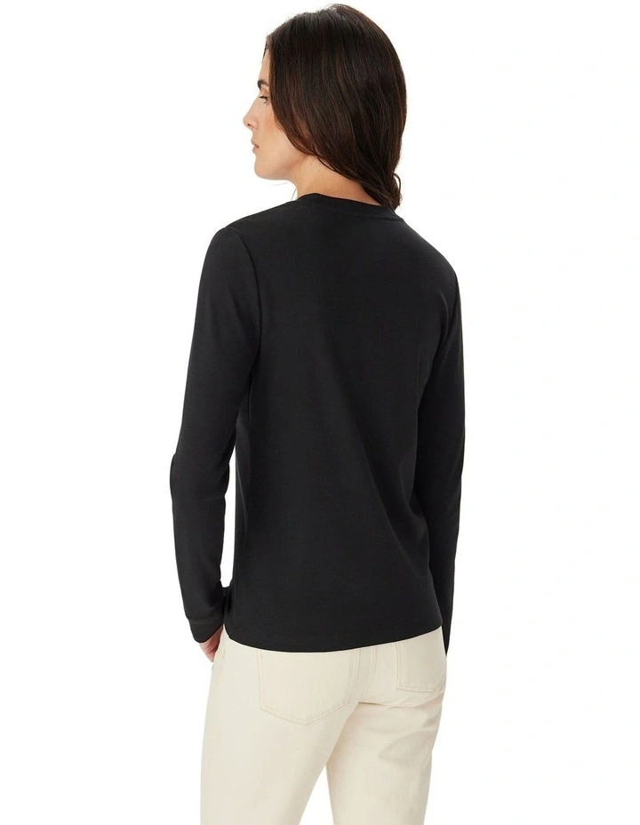 Jericho Rib Henley in Black image 2