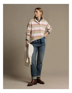 Narran Heritage Stripe Rugby in Pink/Sand