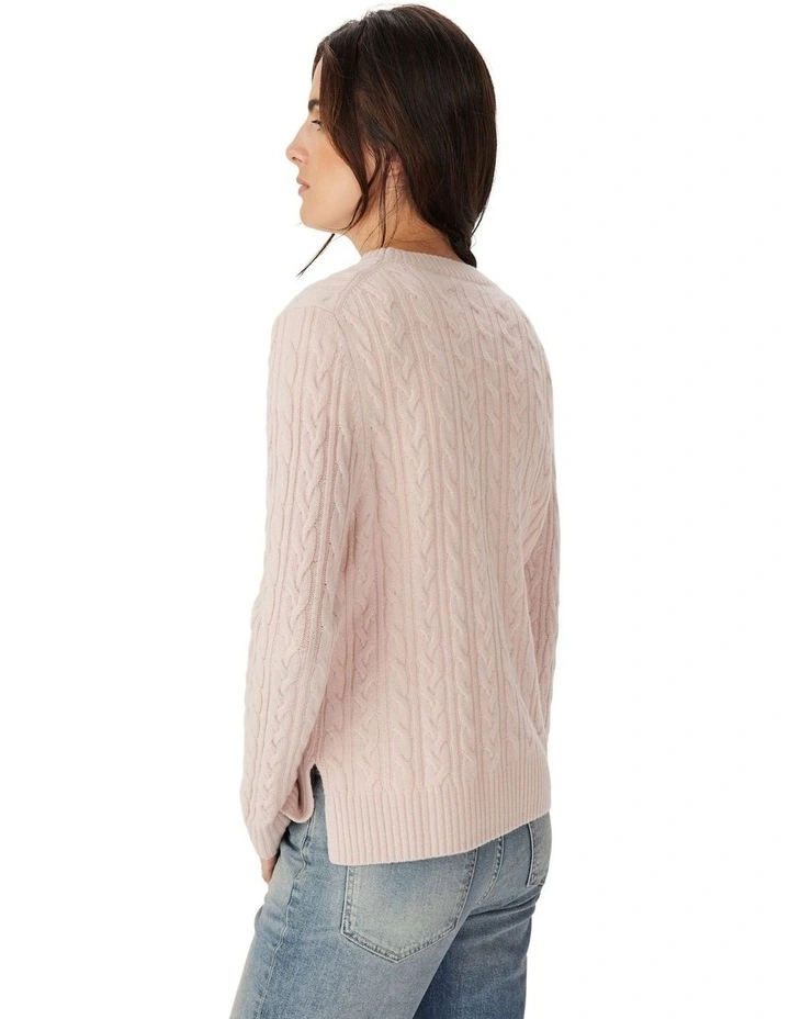 Seaforth Lambswool Cable Knit in Pink image 2