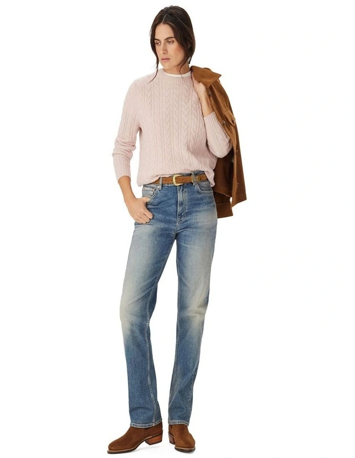 Seaforth Lambswool Cable Knit in Pink image 3