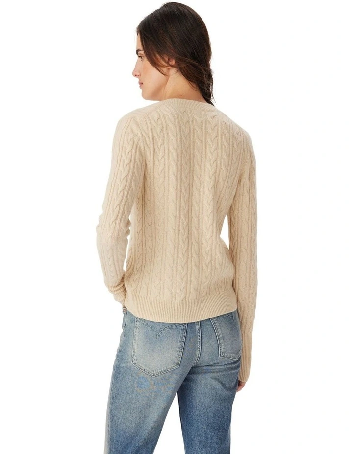 Seaforth Cable Knit Cardigan in Sand image 2