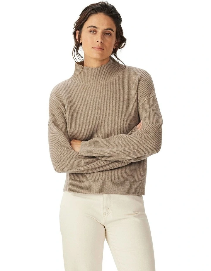 Kimberley Turtleneck Knit Top in Almond image 1