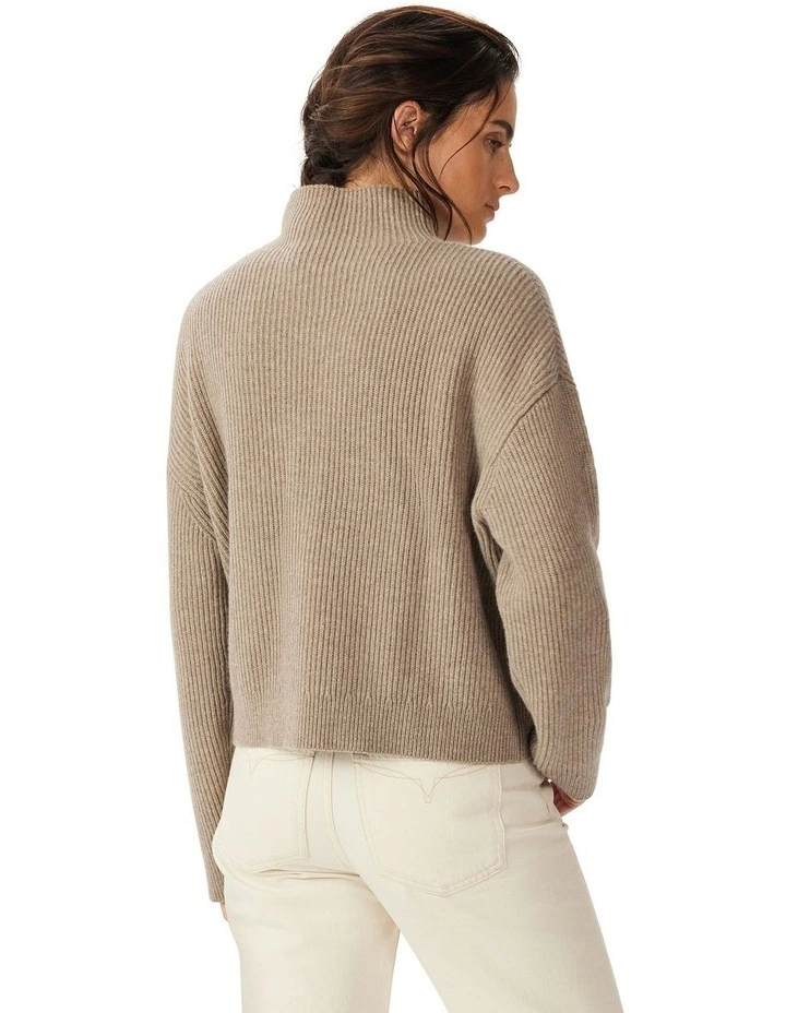 Kimberley Turtleneck Knit Top in Almond image 2