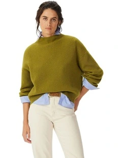 Kimberley Turtleneck Knit Top in Green