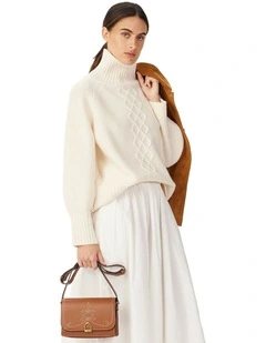 Bower Lambswool Cable Knit Top in Cream