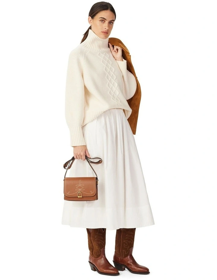Bower Lambswool Cable Knit Top in Cream image 3