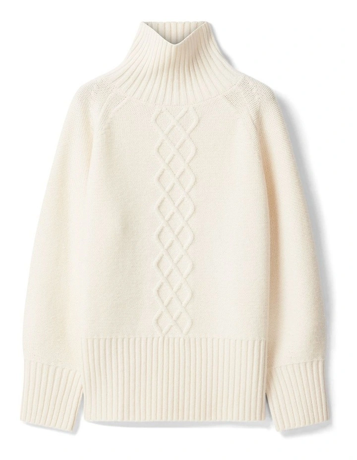 Bower Lambswool Cable Knit Top in Cream image 4