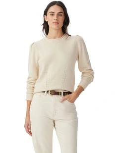 Wandi Pointelle Knit Top in Cream