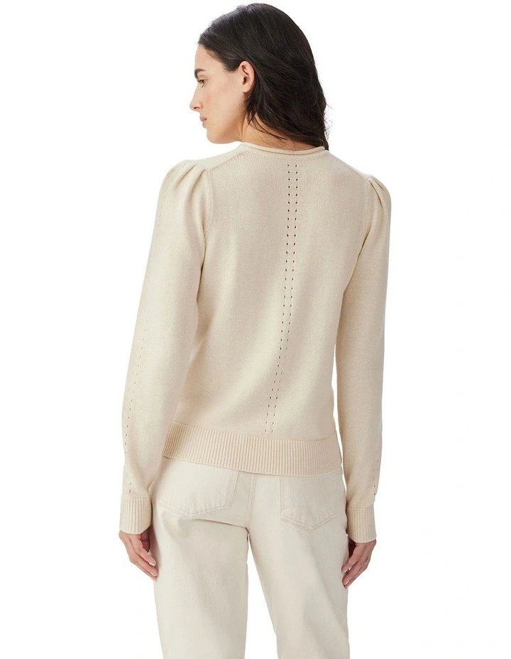 Wandi Pointelle Knit Top in Cream image 2