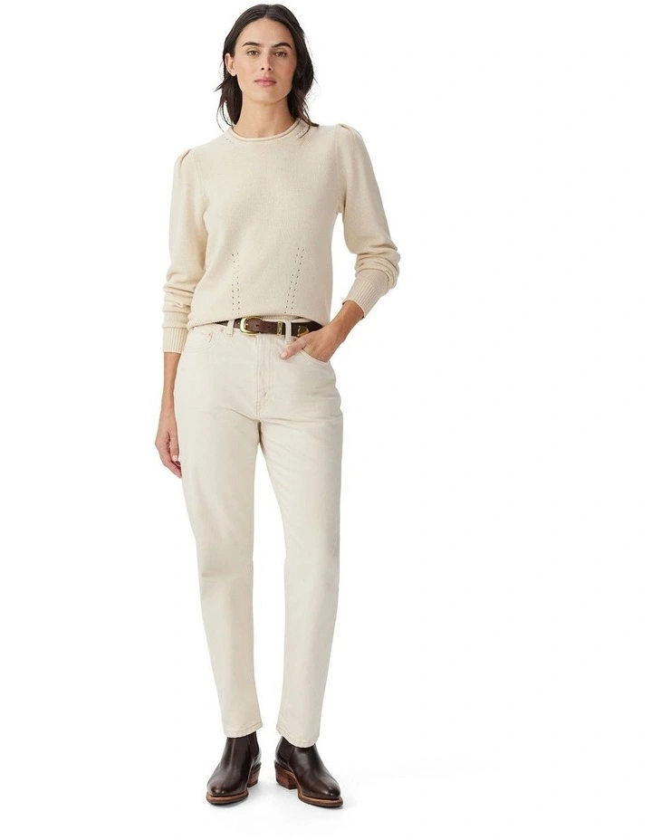 Wandi Pointelle Knit Top in Cream image 3