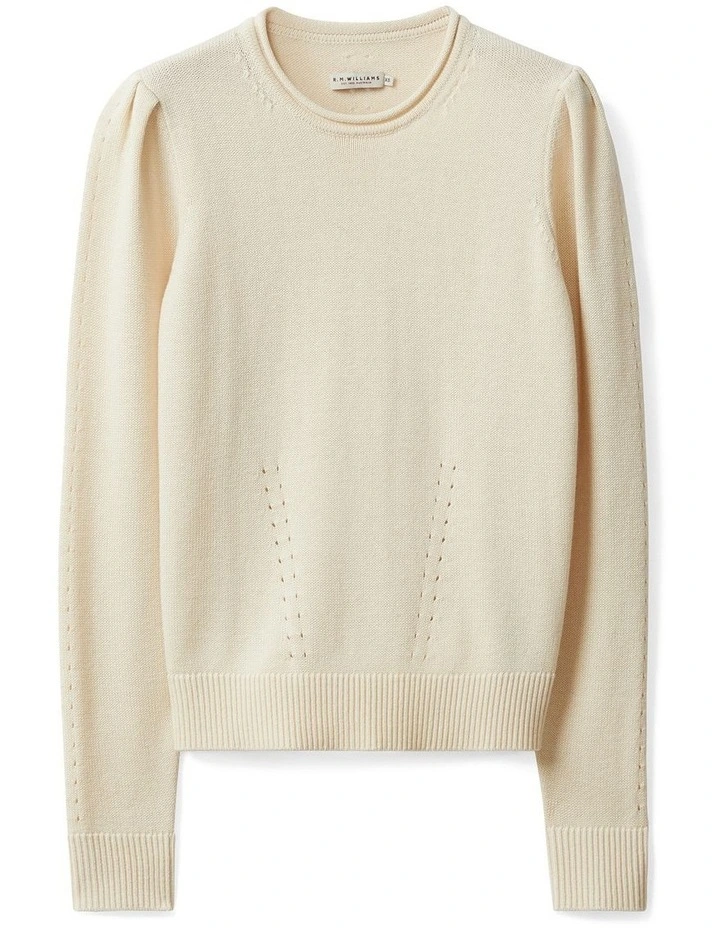 Wandi Pointelle Knit Top in Cream image 4