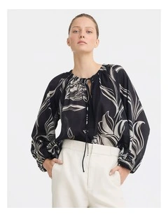 Candice Ramie Blend Blouse in Print