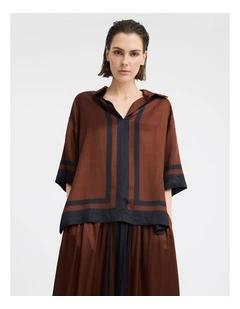 Audrina Silk Blend Shirt in Print