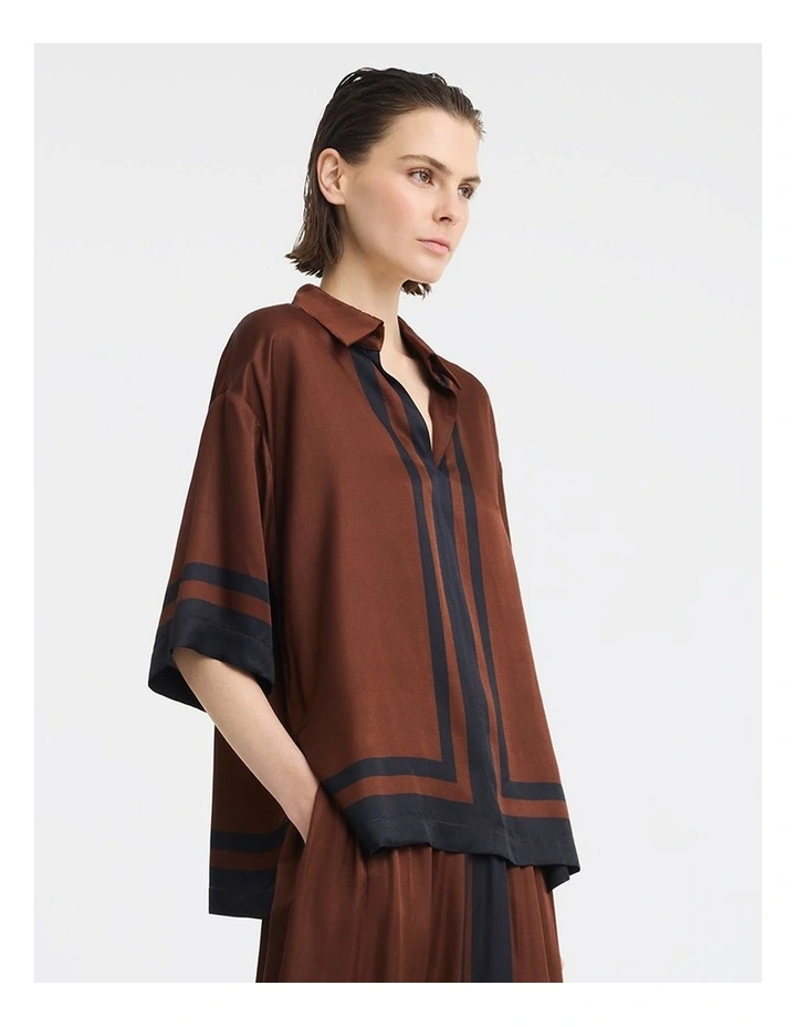 Audrina Silk Blend Shirt in Print image 3