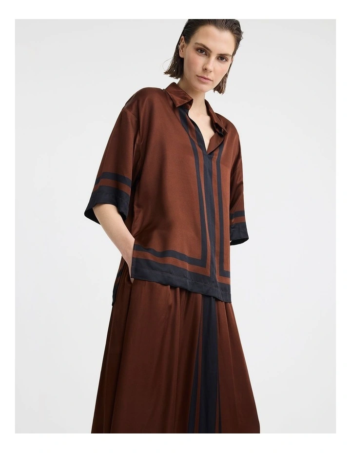 Audrina Silk Blend Shirt in Print image 4