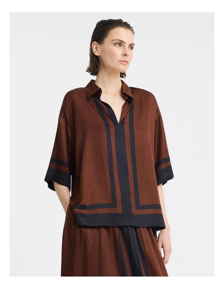 Audrina Silk Blend Shirt in Print image 5