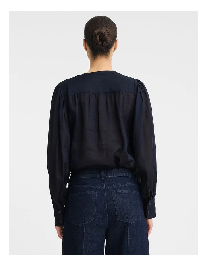 Hewitt Ramie Blend Shirt in Indigo image 2