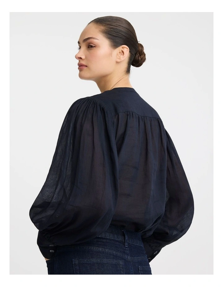 Hewitt Ramie Blend Shirt in Indigo image 4